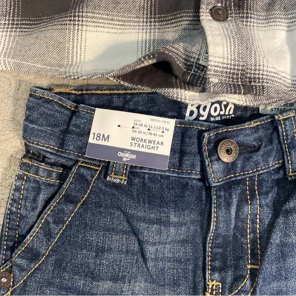 Boys Oshkosh outfit 18M NWT jeans hoodie